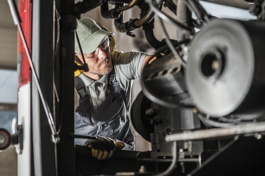 Motor de camión abierto